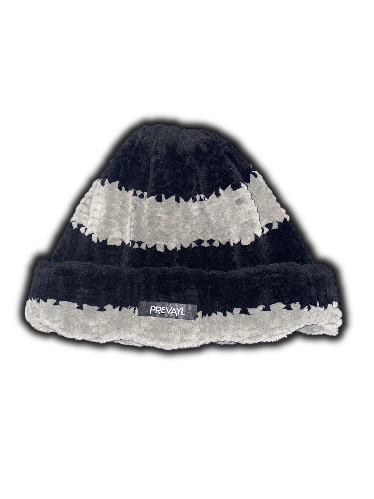 Gray & Black Striped Chunky Knit Beanie